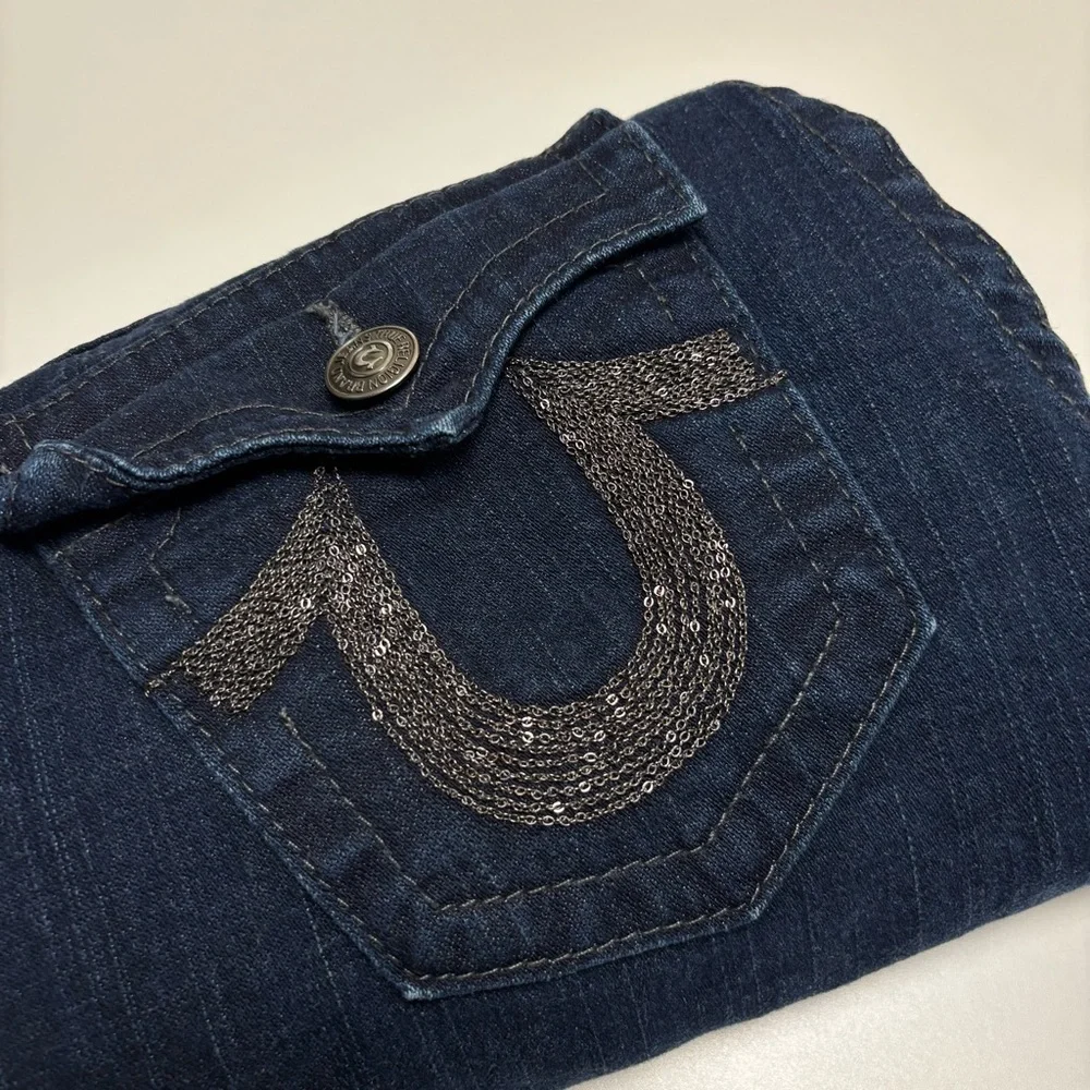 True Religion Straight Leg Jeans, Dark Wash, Size 30, Made in USA - Picture 3 of 13